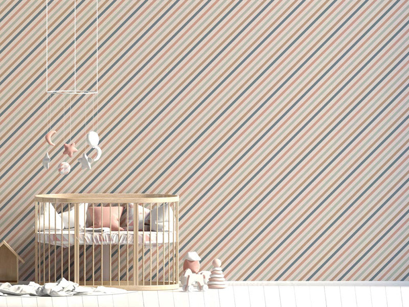 Diagonal Soft Stripe – Classic Wallpaper in Neutral Tones