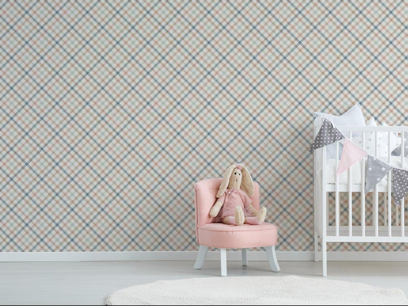 Vintage Cross Plaid – Classic Wallpaper in Soft Neutrals