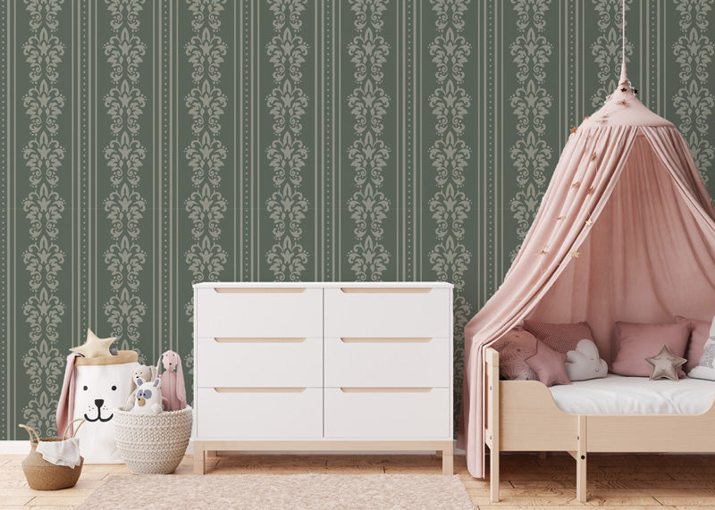 Regency Stripe Damask – Classic Wallpaper in Soft Neutrals