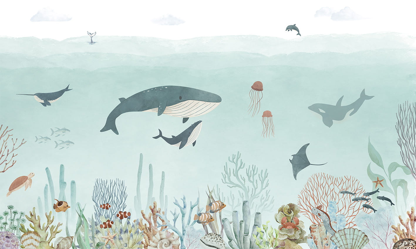Ocean Animals Wallpaper Mural