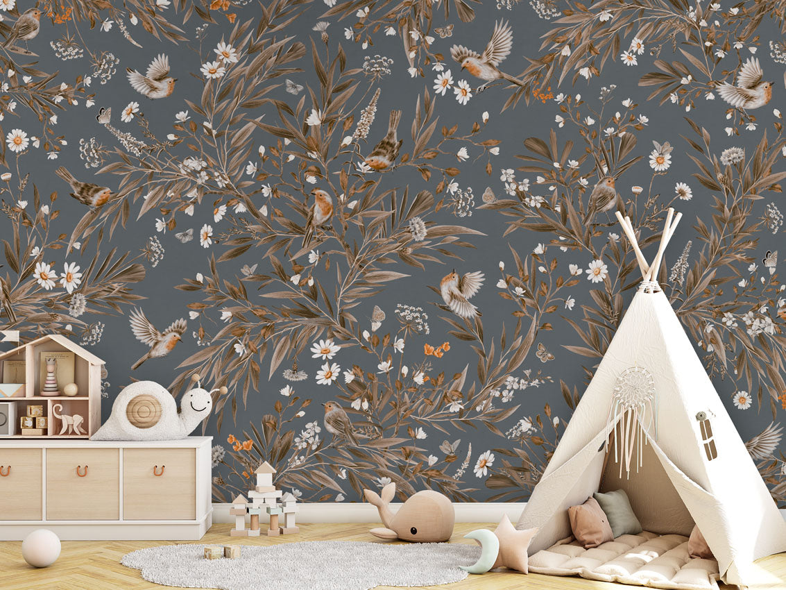 Playful Robins Wallpaper