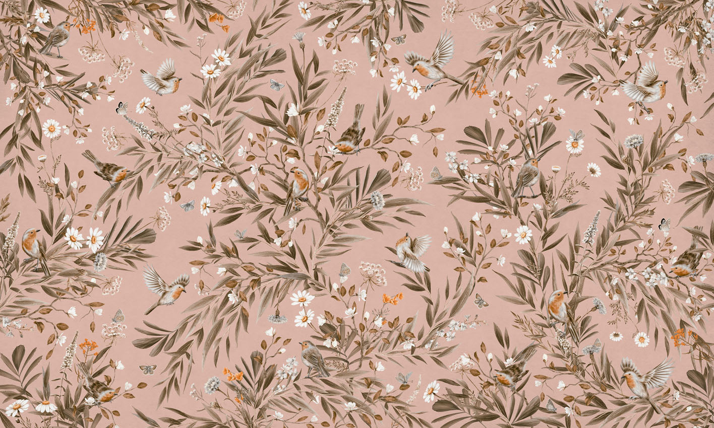 Playful Robins Wallpaper