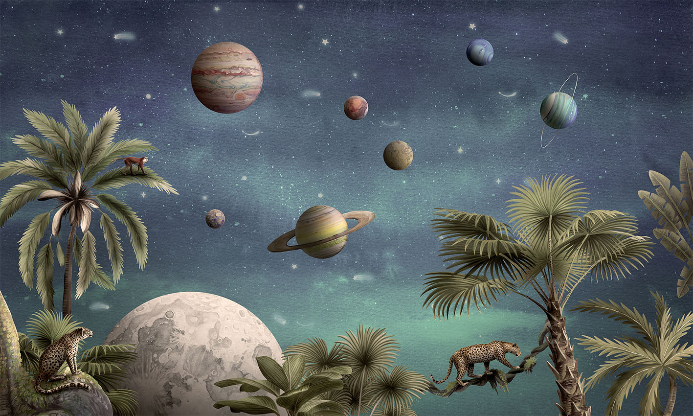 Pretty Planets Space Wallpaper Mural