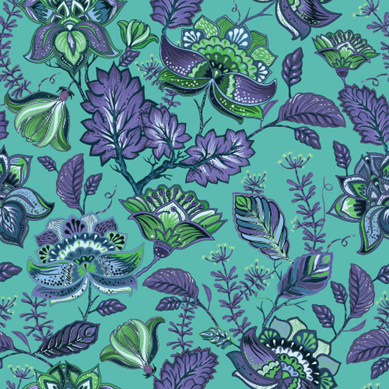 Vintage Botanical Folk Floral Wallpaper