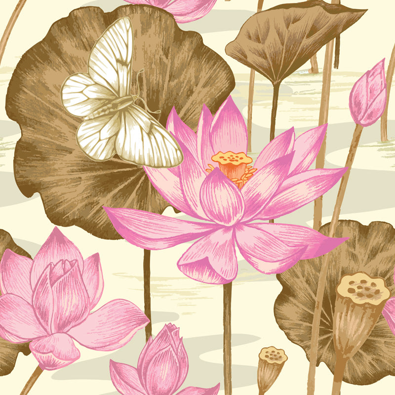 Lotus Garden Botanical Wallpaper