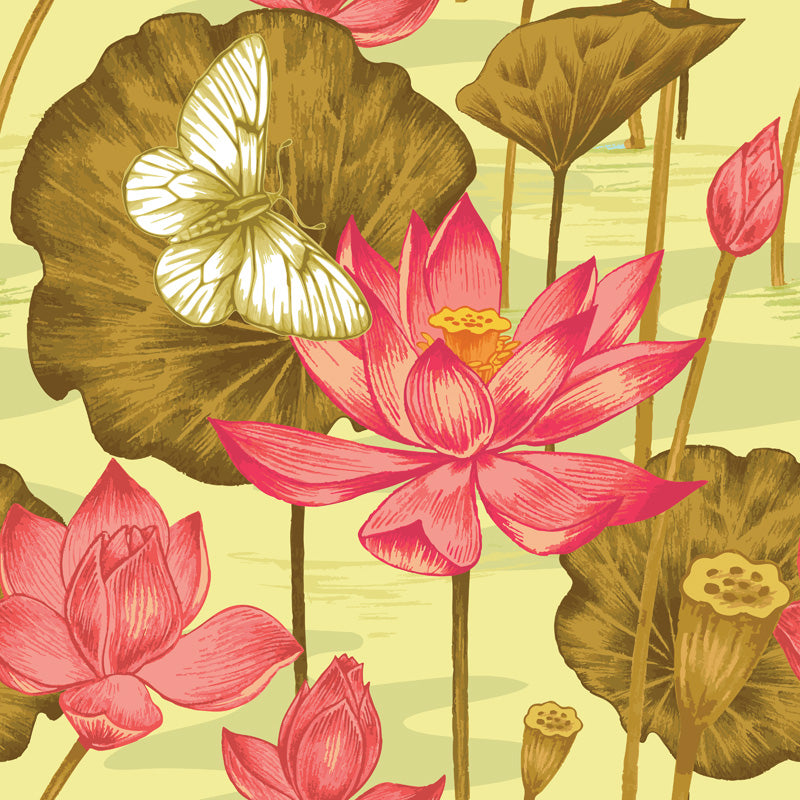 Lotus Garden Botanical Wallpaper