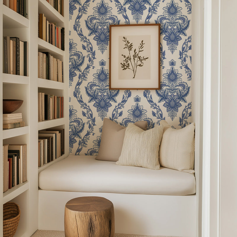 Ornate Botanical Damask Wallpaper
