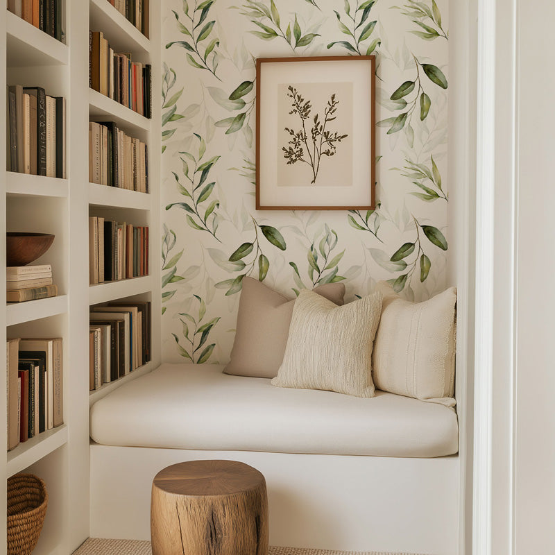 Watercolour Leaf Branch Wallpaper