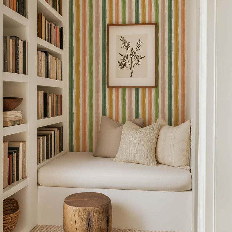 Watercolour Stripe – Soft Painted Striped Wallpaper in Pastel Tones