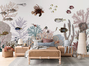 Roaring Reef White Coastal Wallpaper Mural
