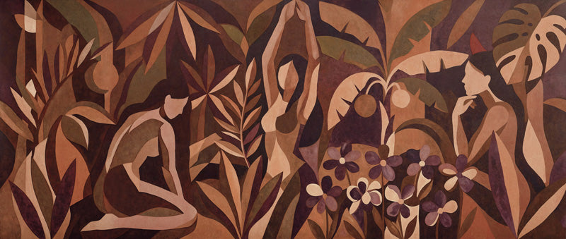 Amber Veil Botanical Figure Wall Mural