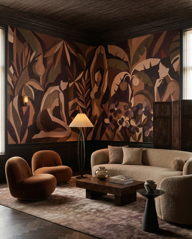 Amber Veil Botanical Figure Wall Mural