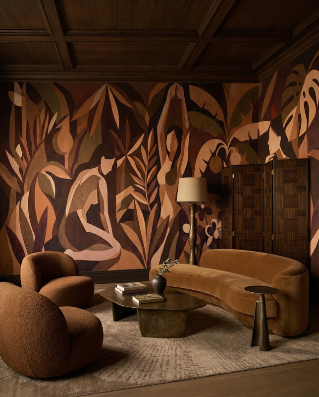Amber Veil Botanical Figure Wall Mural