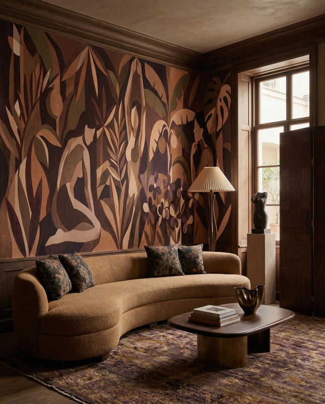Amber Veil Botanical Figure Wall Mural