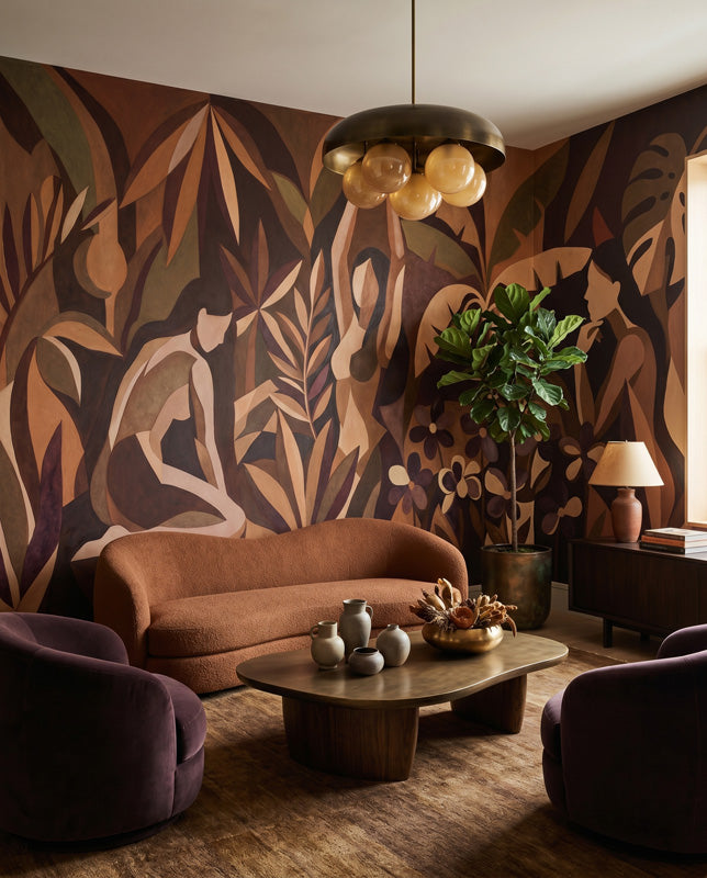 Amber Veil Botanical Figure Wall Mural