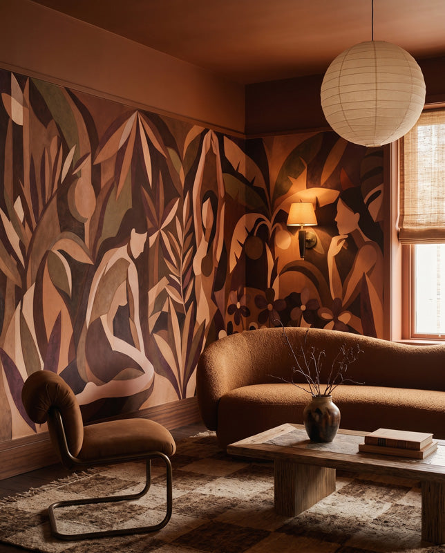 Amber Veil Botanical Figure Wall Mural