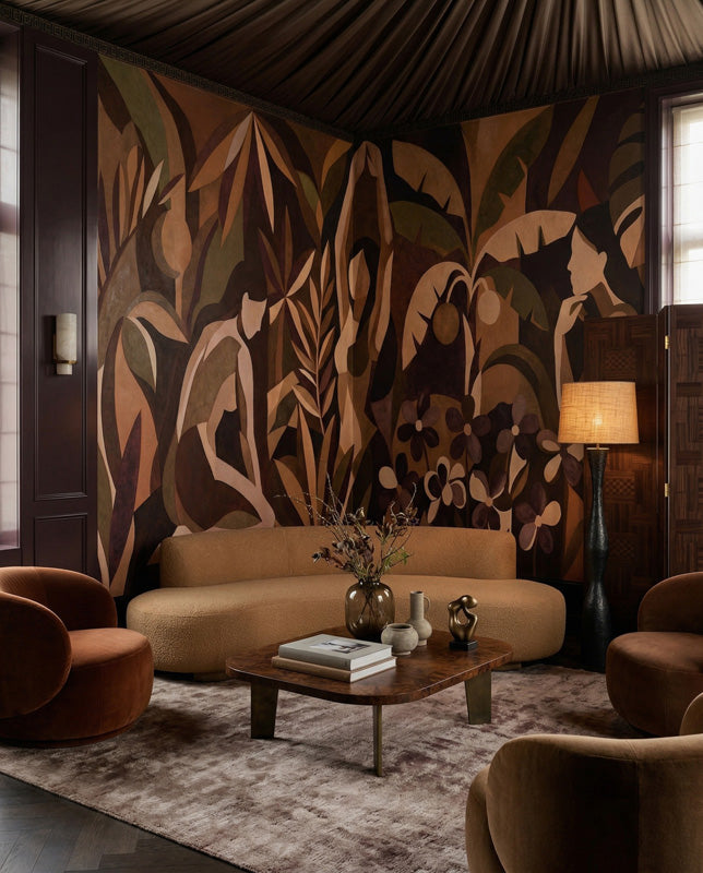 Amber Veil Botanical Figure Wall Mural