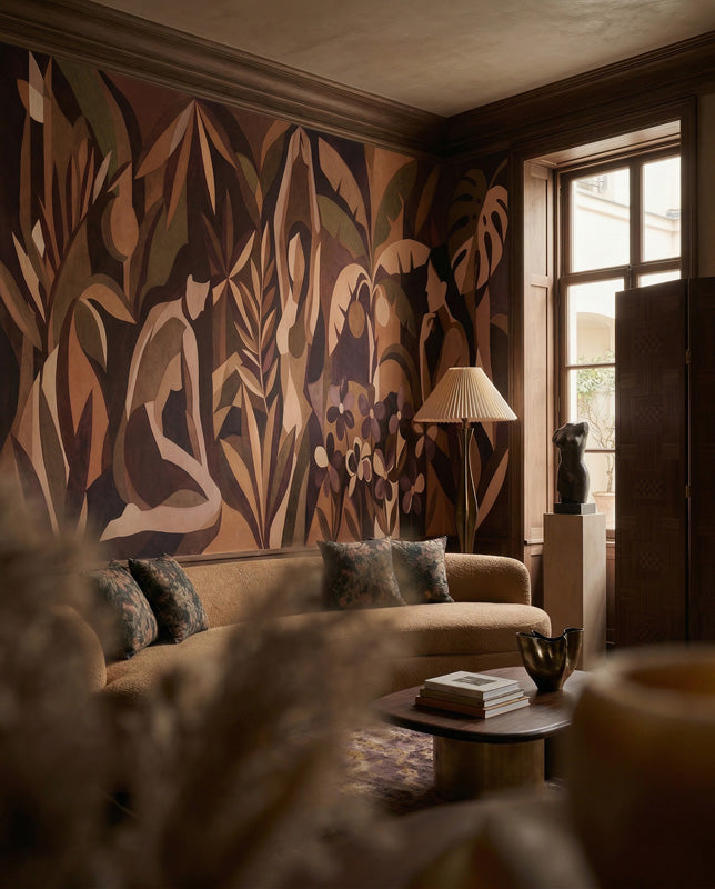 Amber Veil Botanical Figure Wall Mural