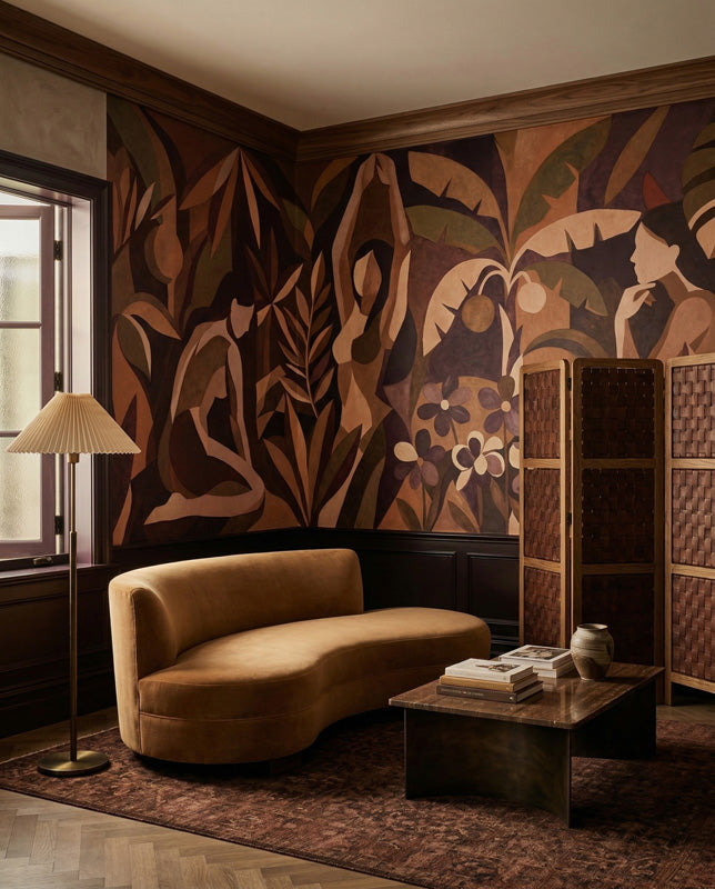 Amber Veil Botanical Figure Wall Mural