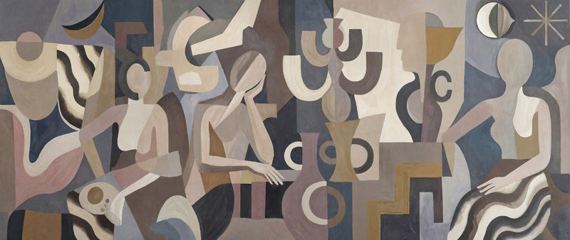 Lunar Silence Cubist Wall Mural
