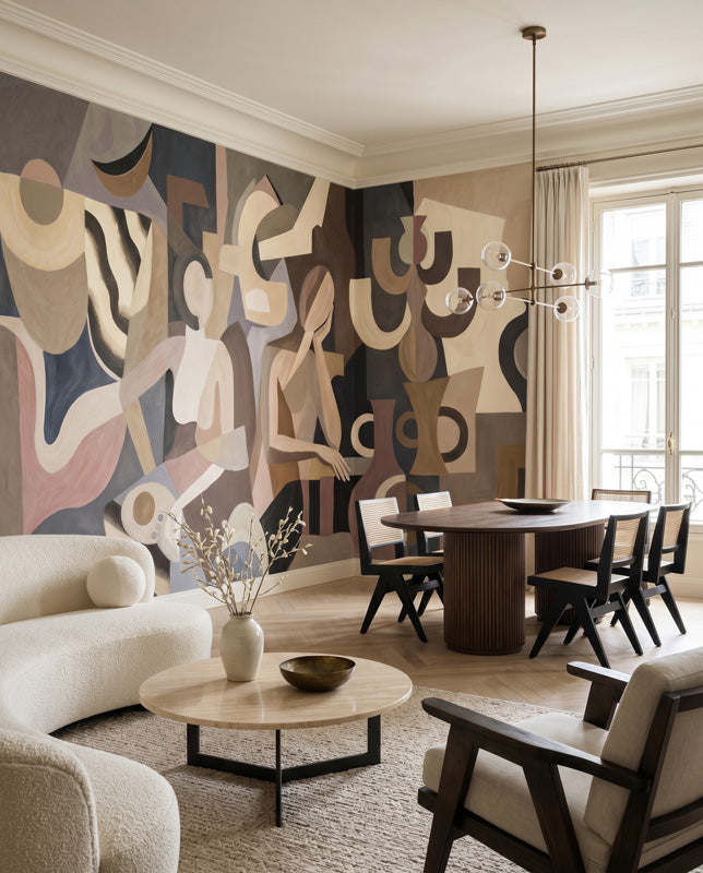 Lunar Silence Cubist Wall Mural