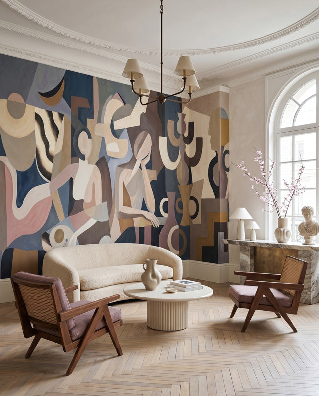 Lunar Silence Cubist Wall Mural