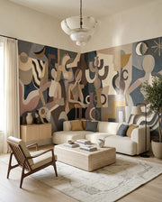 Lunar Silence Cubist Wall Mural
