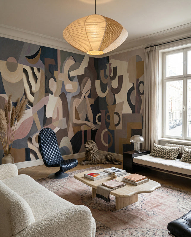 Lunar Silence Cubist Wall Mural