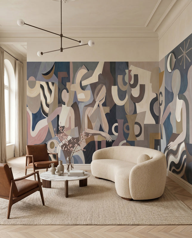 Lunar Silence Cubist Wall Mural