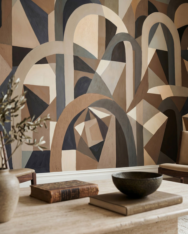Silent Axis Architectural Geometric Wall Mural