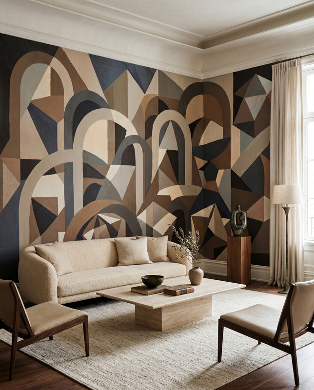 Silent Axis Architectural Geometric Wall Mural