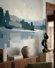 Velvet Glow Abstract Cityscape Wall Mural