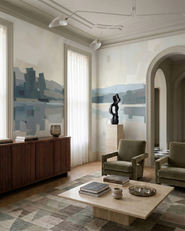 Velvet Glow Abstract Cityscape Wall Mural