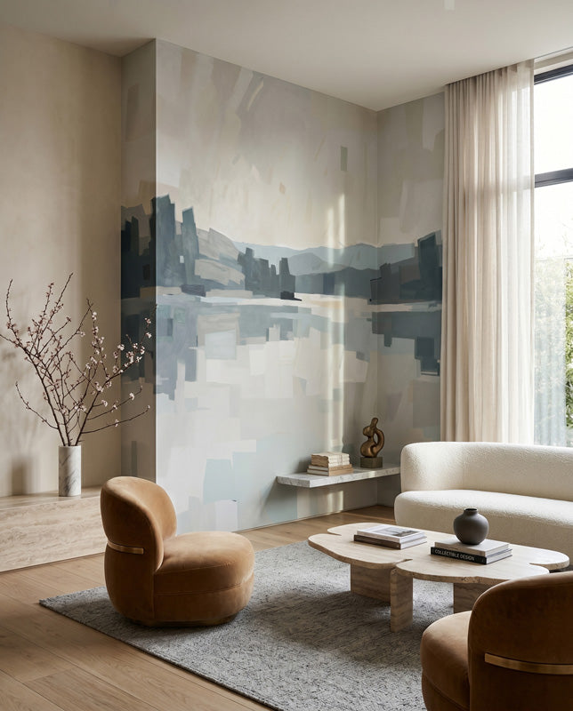 Velvet Glow Abstract Cityscape Wall Mural