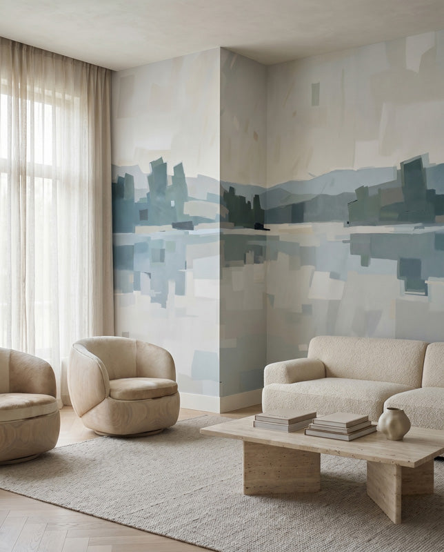 Velvet Glow Abstract Cityscape Wall Mural