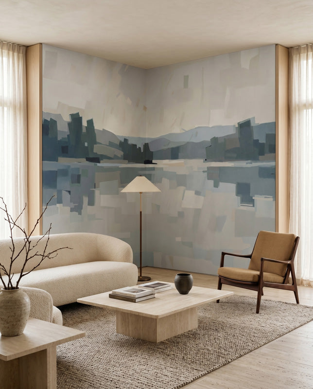 Velvet Glow Abstract Cityscape Wall Mural