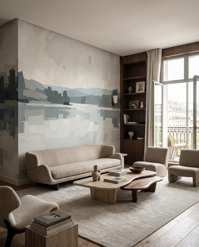 Velvet Glow Abstract Cityscape Wall Mural
