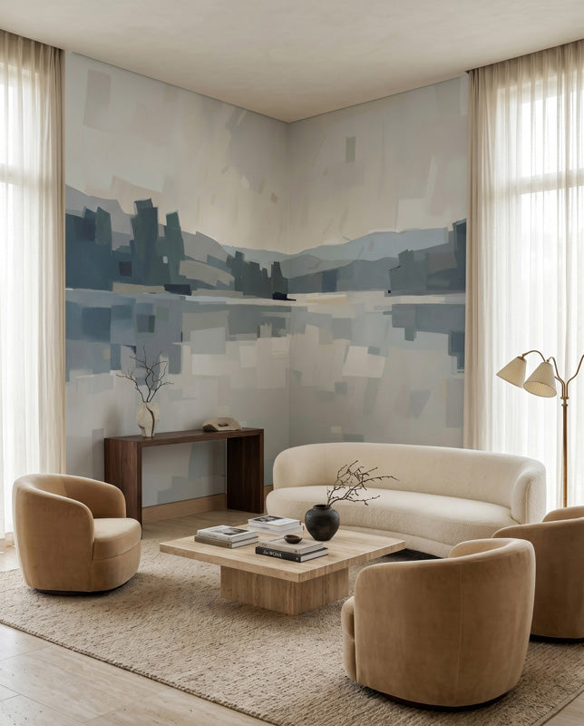 Velvet Glow Abstract Cityscape Wall Mural