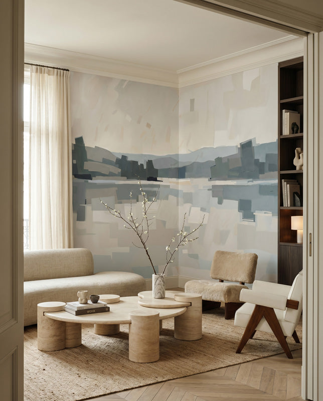 Velvet Glow Abstract Cityscape Wall Mural