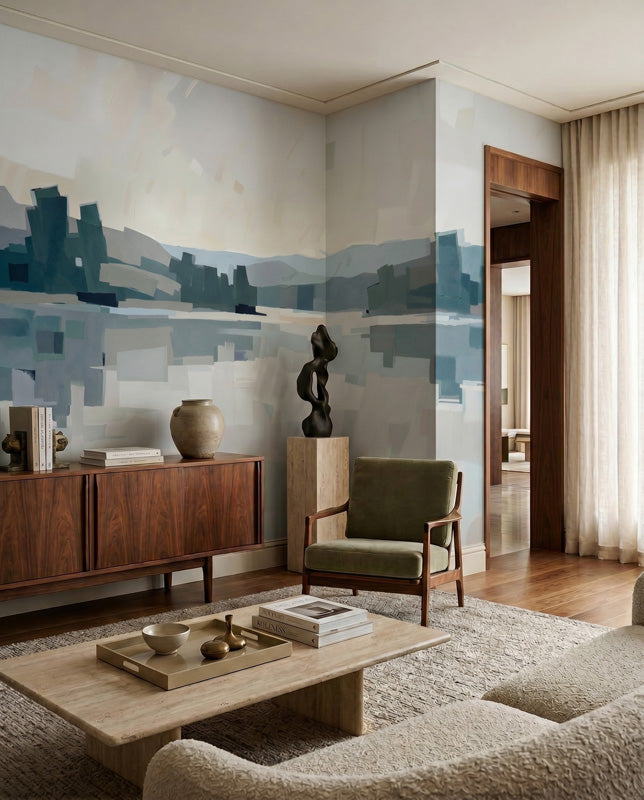 Velvet Glow Abstract Cityscape Wall Mural