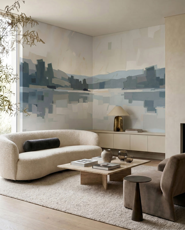 Velvet Glow Abstract Cityscape Wall Mural