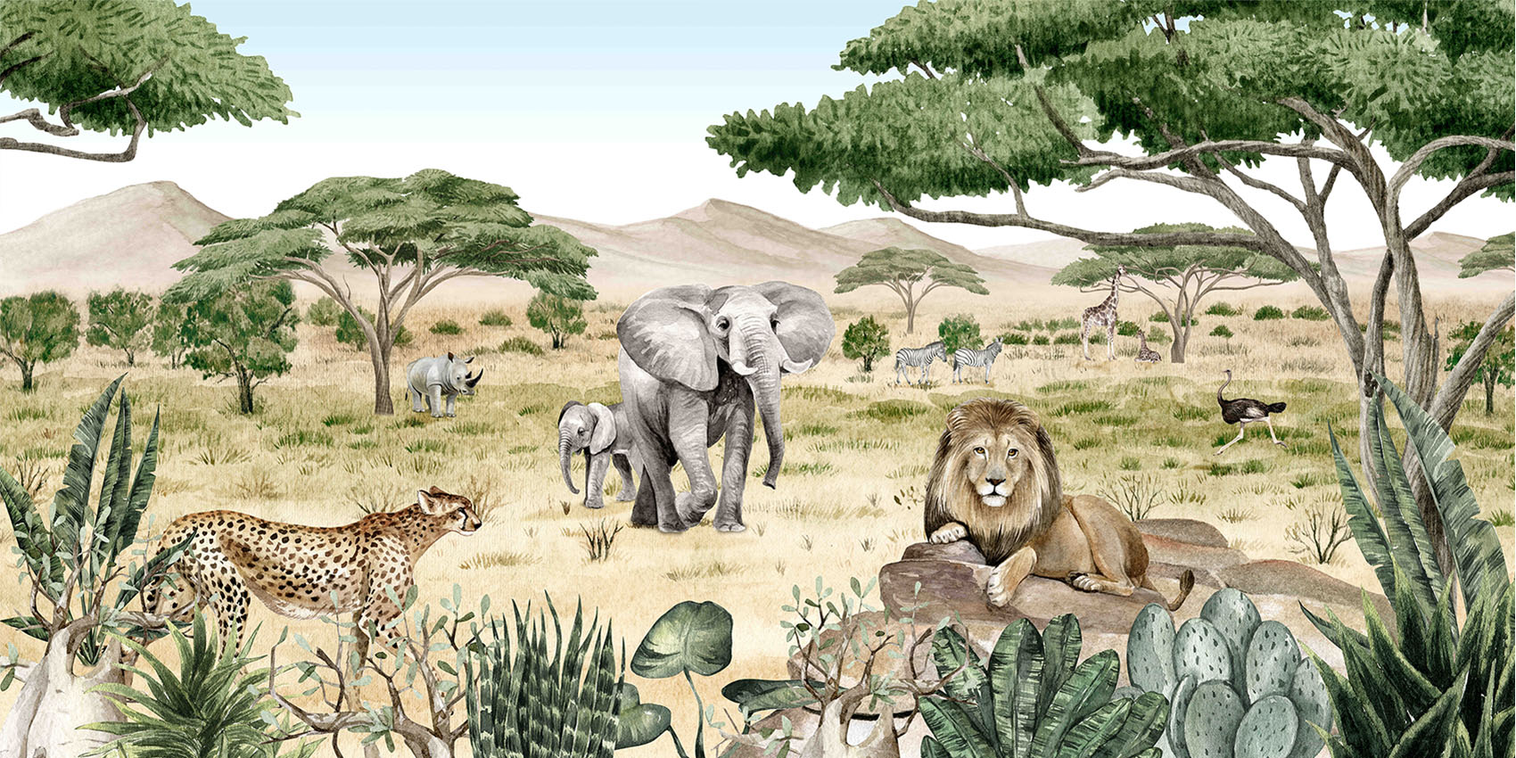Savannah Secrets Safari Wallpaper Mural