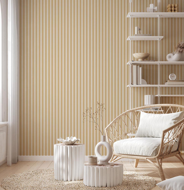 Amber Candy Stripe – Wallpaper in Yellow and Cream