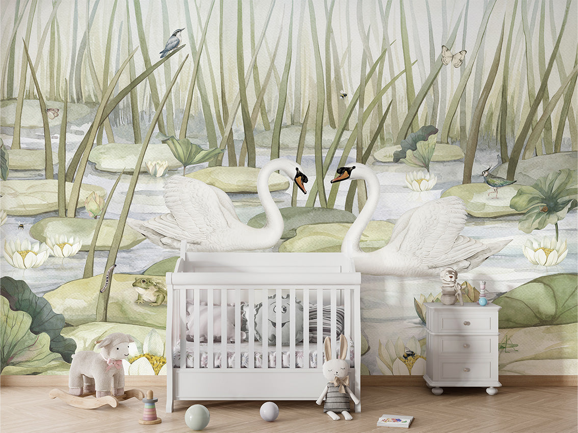 Spectacular Swans Wallpaper Mural