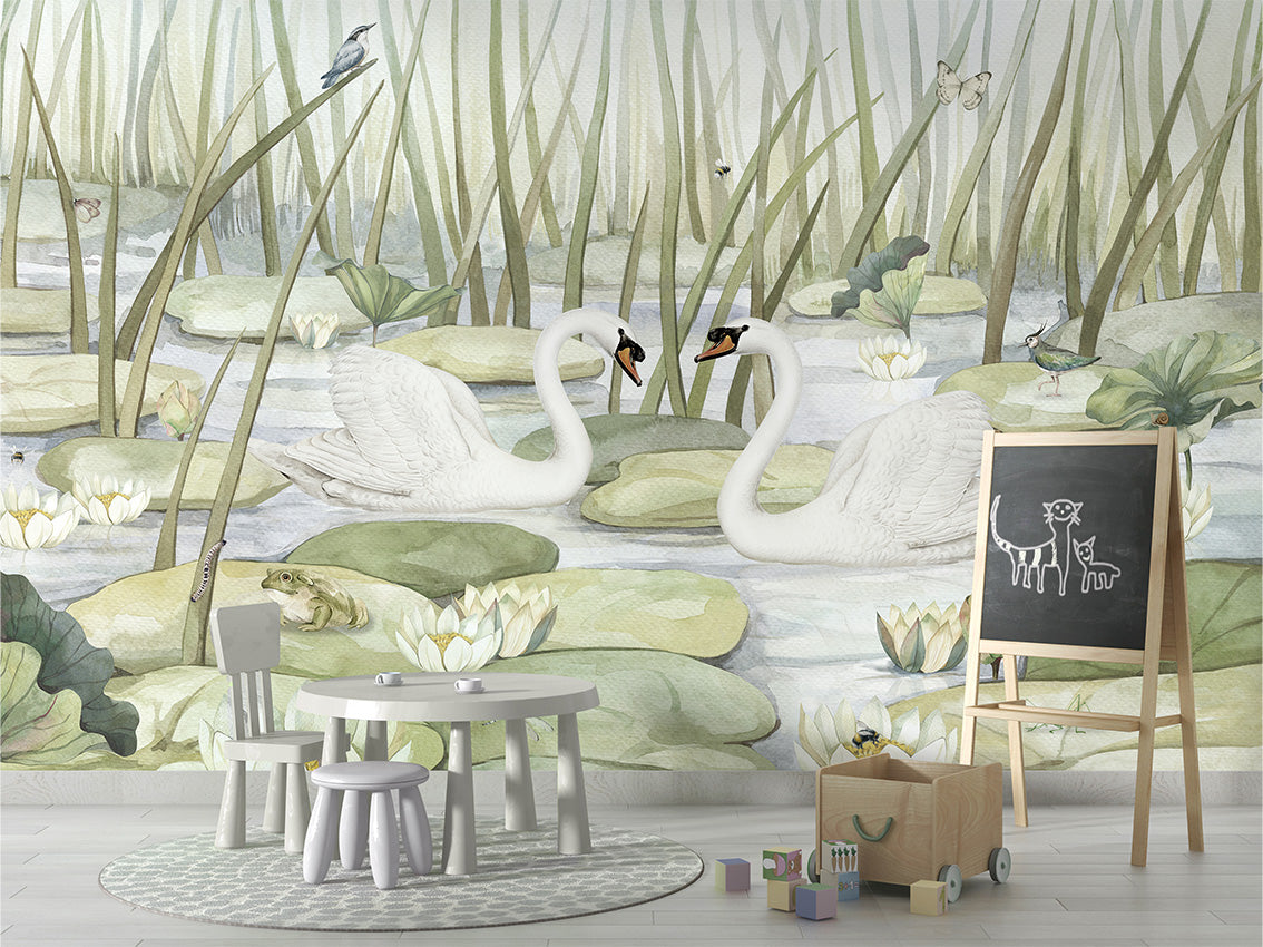 Spectacular Swans Wallpaper Mural