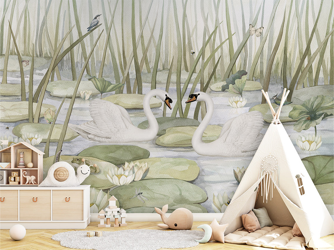 Spectacular Swans Wallpaper Mural
