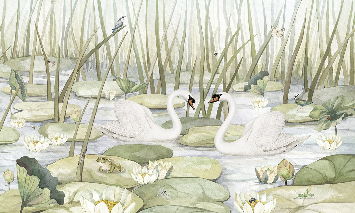 Spectacular Swans Wallpaper Mural