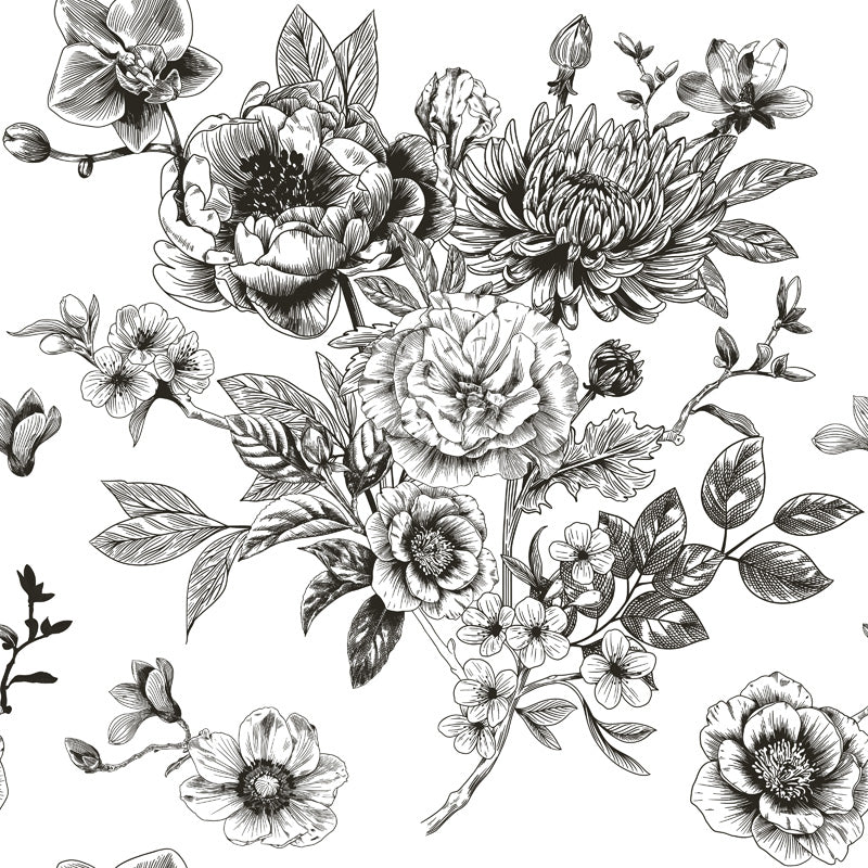 Hand Illustrated Floral Toile Wallpaper