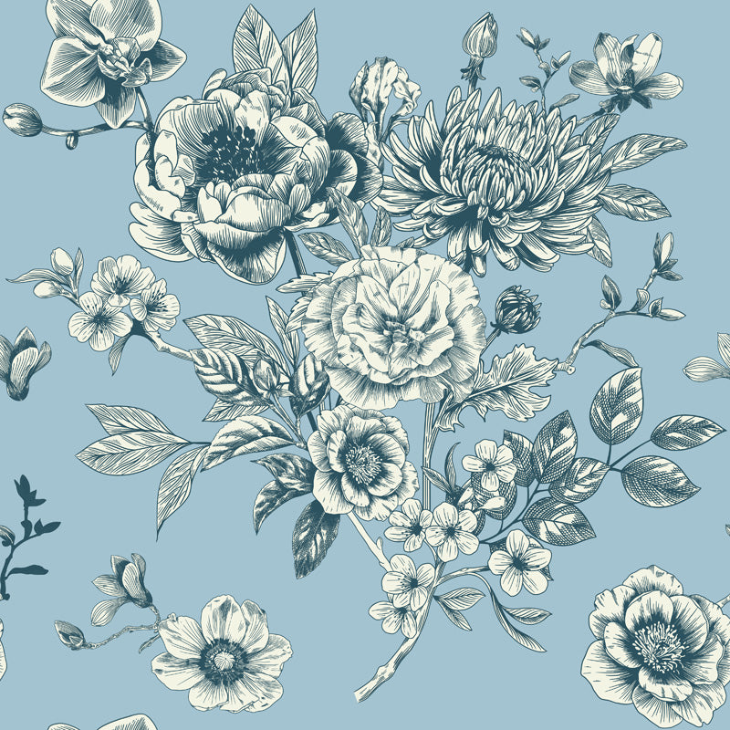 Hand Illustrated Floral Toile Wallpaper