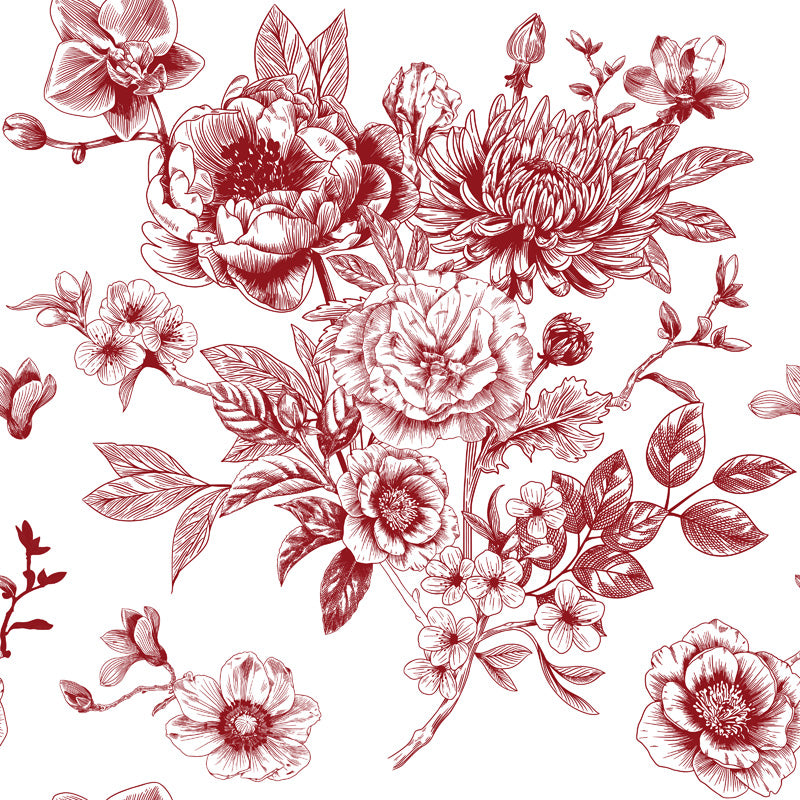Hand Illustrated Floral Toile Wallpaper
